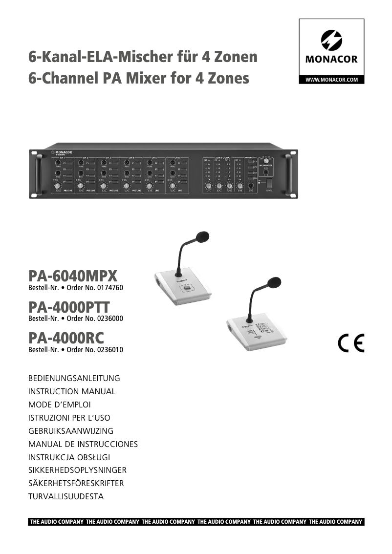 Imagen de la primera página del manual del dispositivo PA-6040MPX