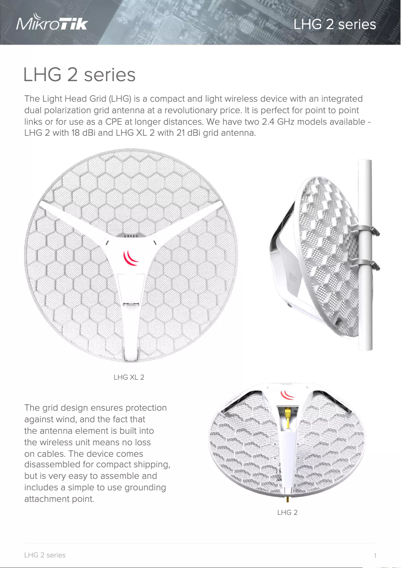 Imagen de la primera página del manual del dispositivo LHG XL 2