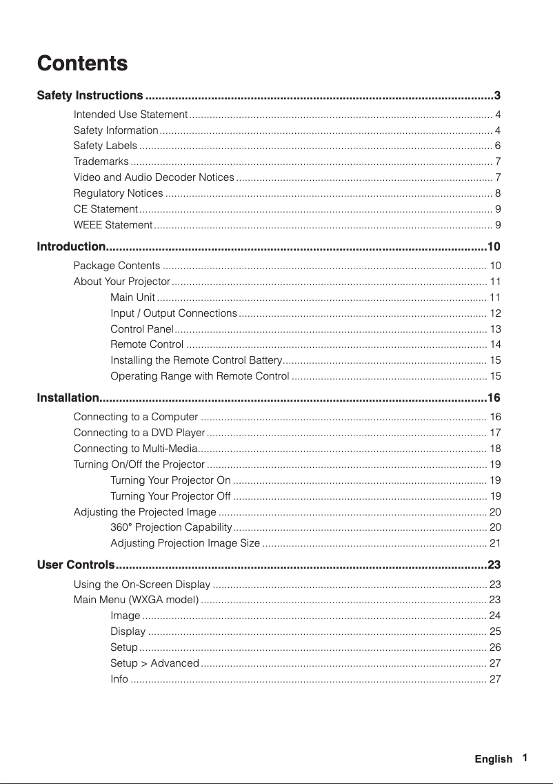 Imagen de la primera página del manual del dispositivo IN1188HD