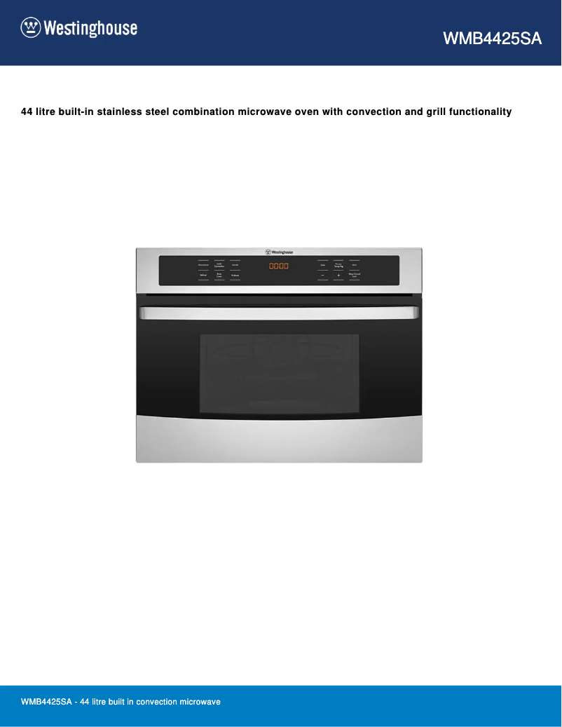 Página 1 del manual Ficha técnica Westinghouse WMB4425SA