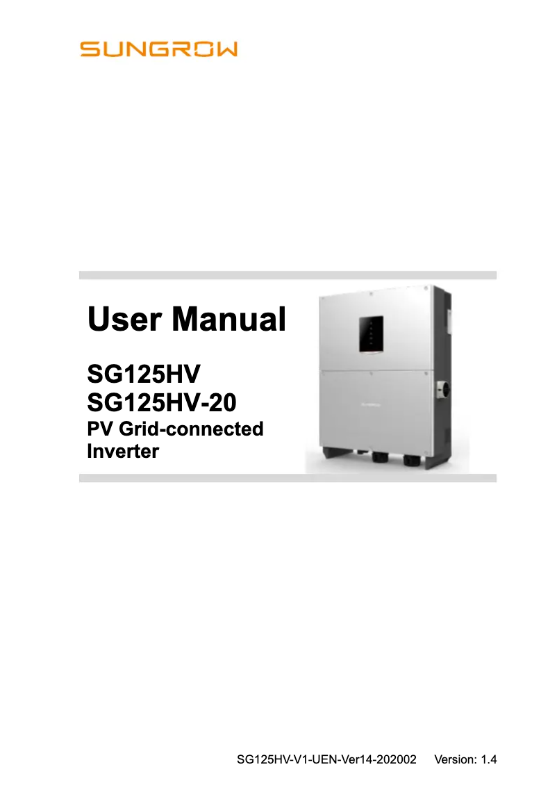 Imagen de la primera página del manual del dispositivo SG125HV