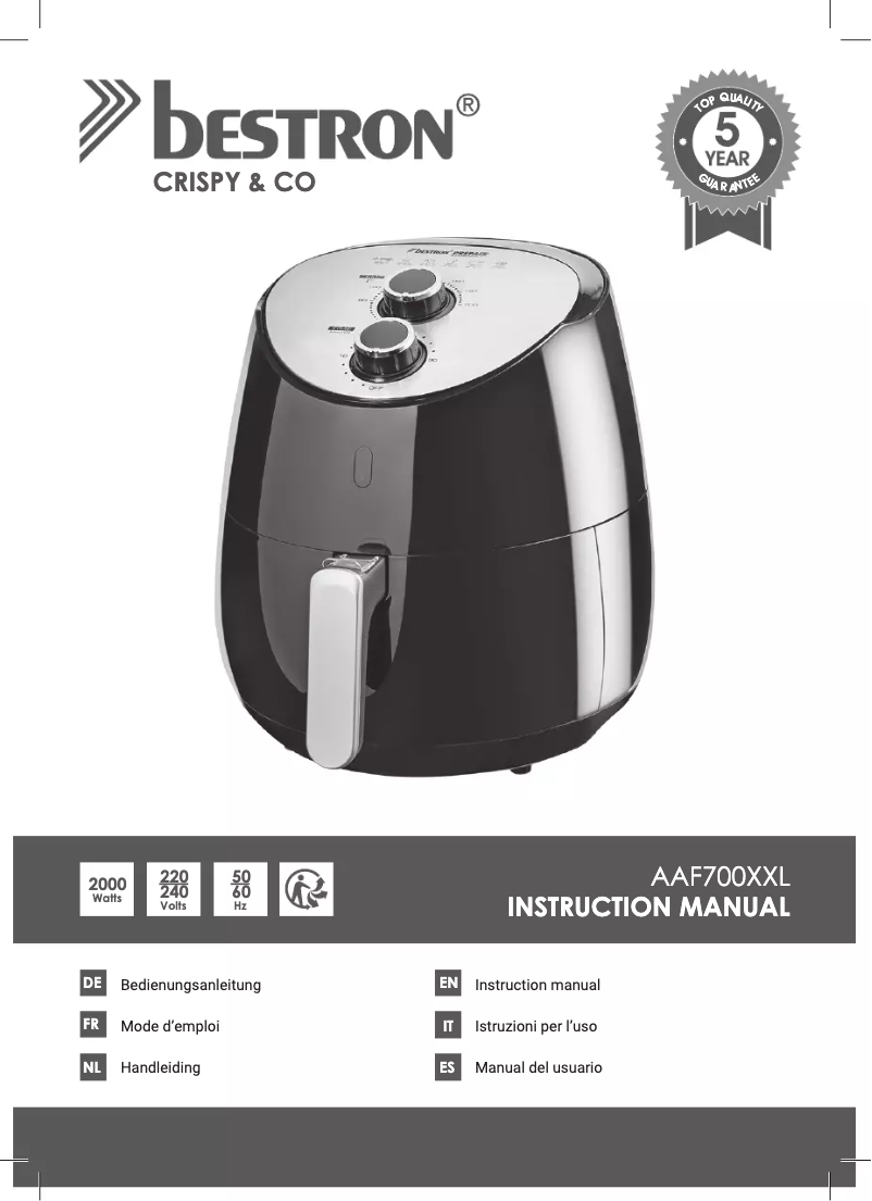 Página 1 del manual Manual de usuario Bestron AAF700XXL