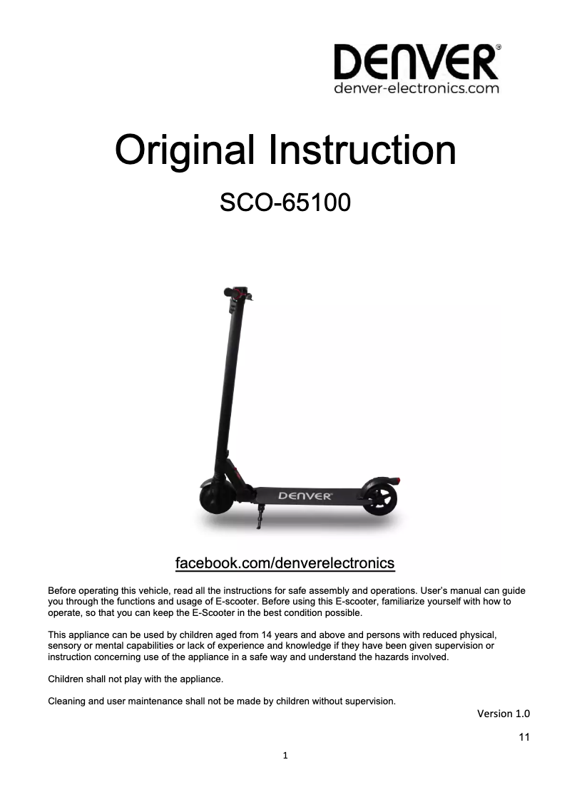 Página 1 del manual Manual de usuario Denver SCO-65100