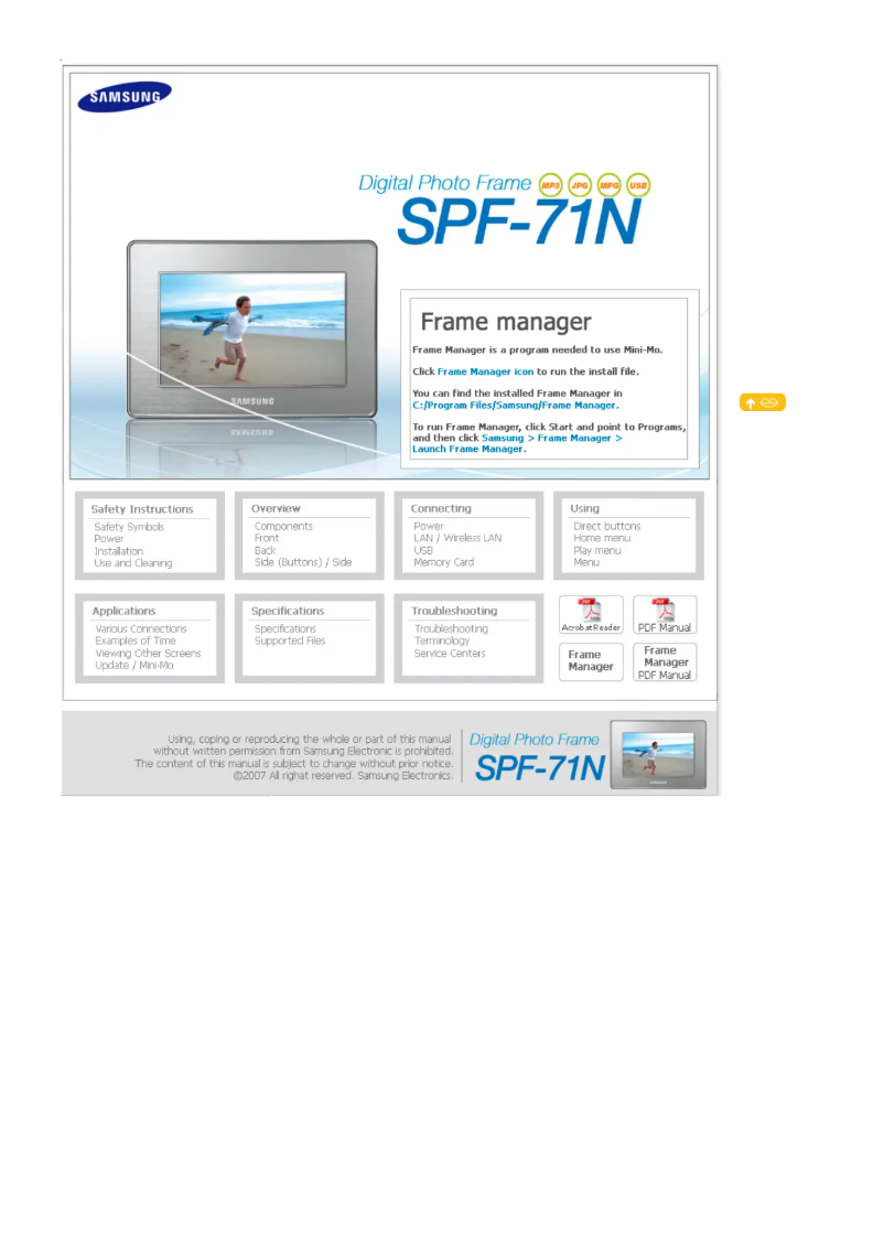 Imagen de la primera página del manual del dispositivo SPF-71N