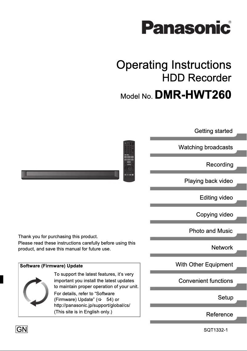Imagen de la primera página del manual del dispositivo DMR-HWT260