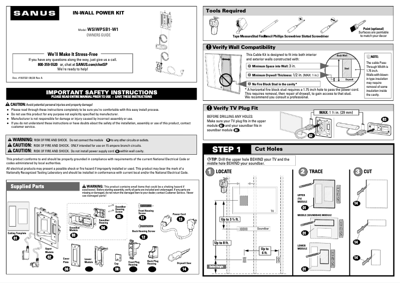 Imagen de la primera página del manual del dispositivo WSIWPSB1-W1