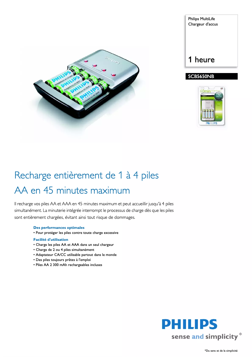 Página 1 del manual Ficha técnica Philips MultiLife SCB5650NB