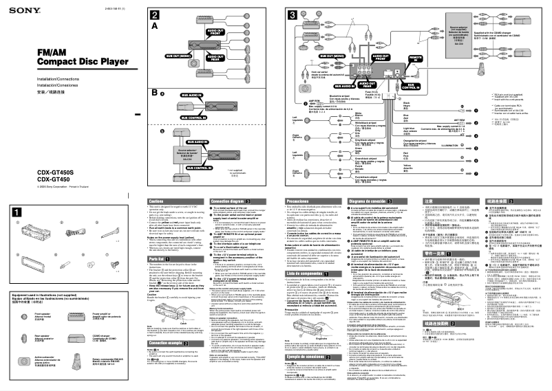 Imagen de la primera página del manual del dispositivo CDX-GT450S