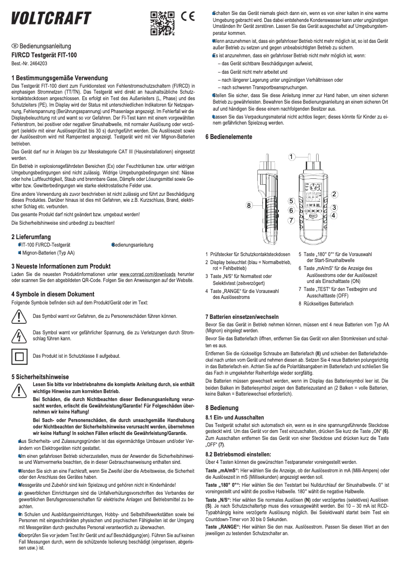 Página 1 del manual Manual de usuario Voltcraft FIT-100