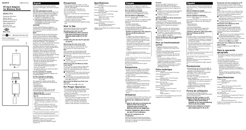 Página nº 1 - Manual de usuario Sony MSAC-PC1