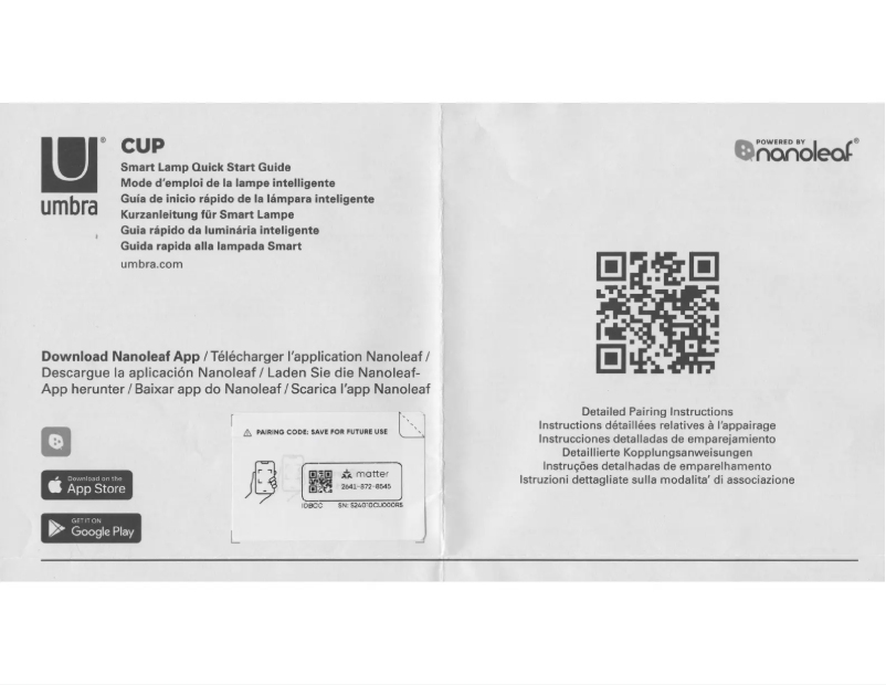 Imagen de la primera página del manual del dispositivo Umbra Cup