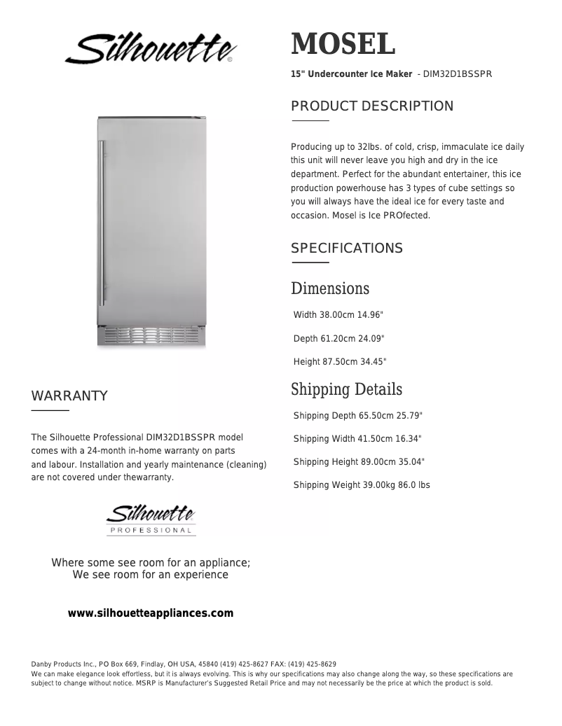 Página nº 1 - Ficha técnica Danby DIM32D1BSSPR