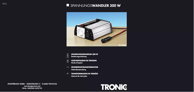 Página nº 1 - Manual de usuario Tronic KH 3900
