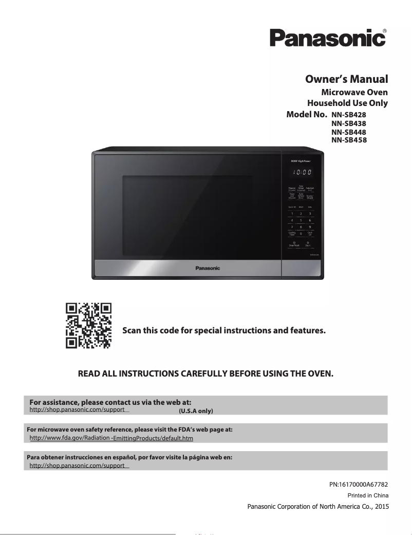 Imagen de la primera página del manual del dispositivo NN-SB438