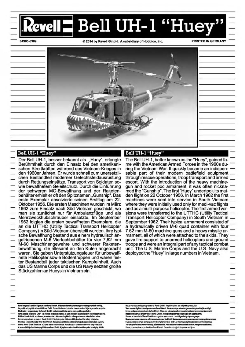 Imagen de la primera página del manual del dispositivo Bell UH-1 Huey