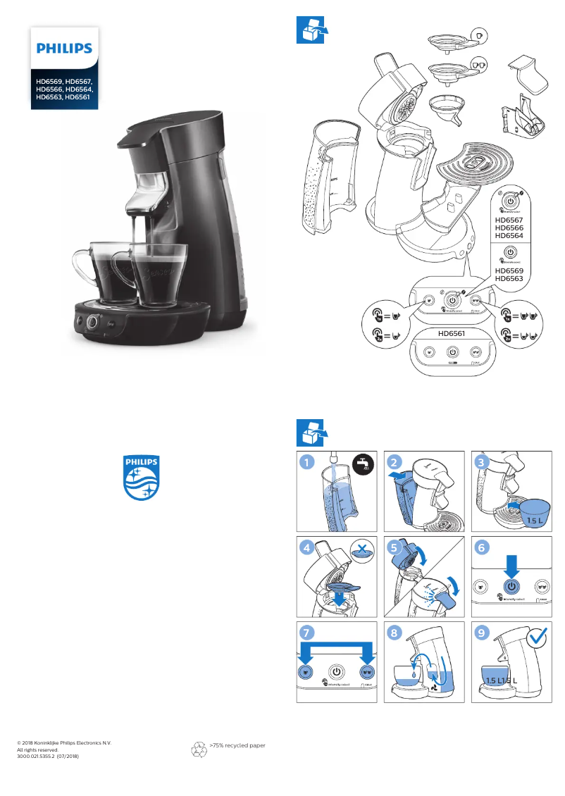 Imagen de la primera página del manual del dispositivo Senseo Viva Café Duo Select HD6566