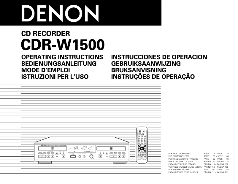 Imagen de la primera página del manual del dispositivo CDR-W1500