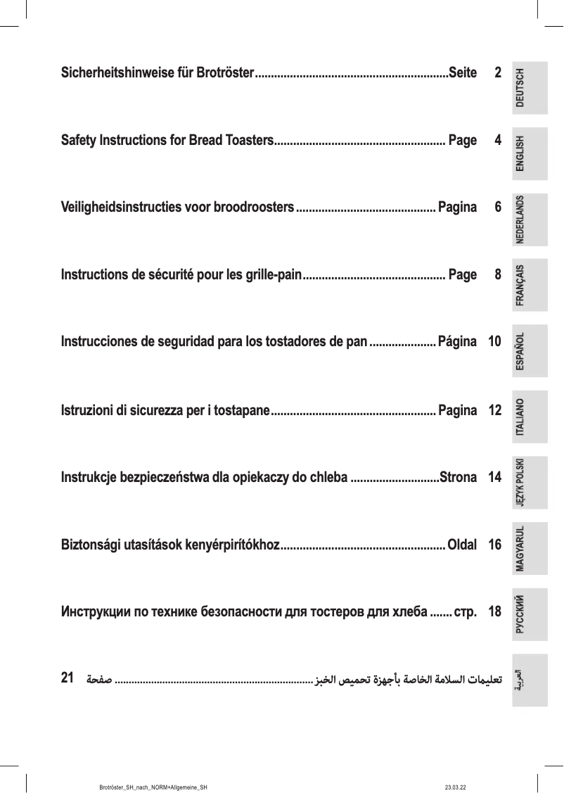 Página nº 1 - Instrucciones / montaje ProfiCook PC-TA 1251