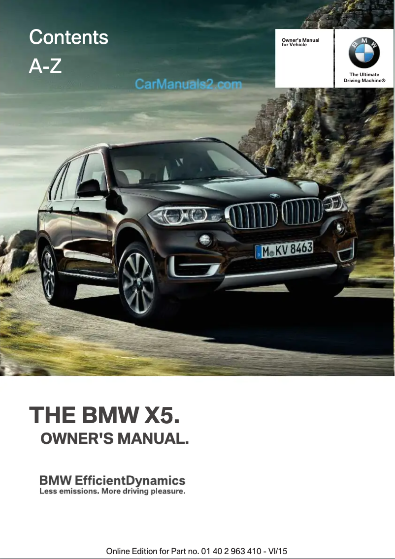 Imagen de la primera página del manual del dispositivo X5 xDrive35i (2016)