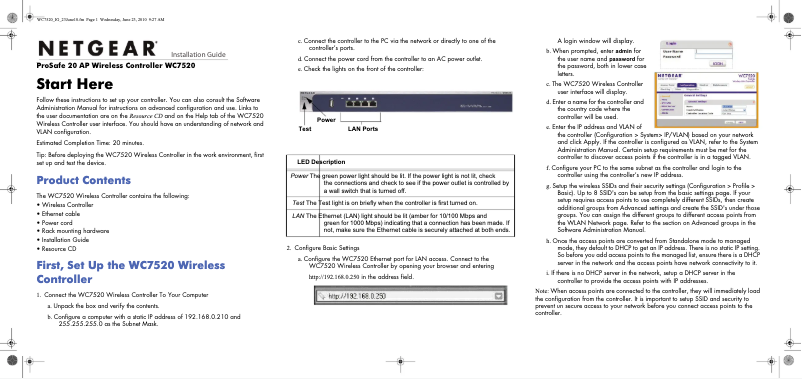 Página nº 1 - Guía de instalación Netgear ProSafe WC7520