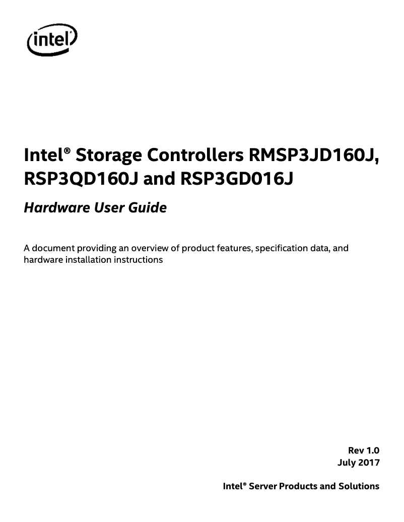 Página nº 1 - Manual de usuario Intel Storage Adapter RSP3QD160J