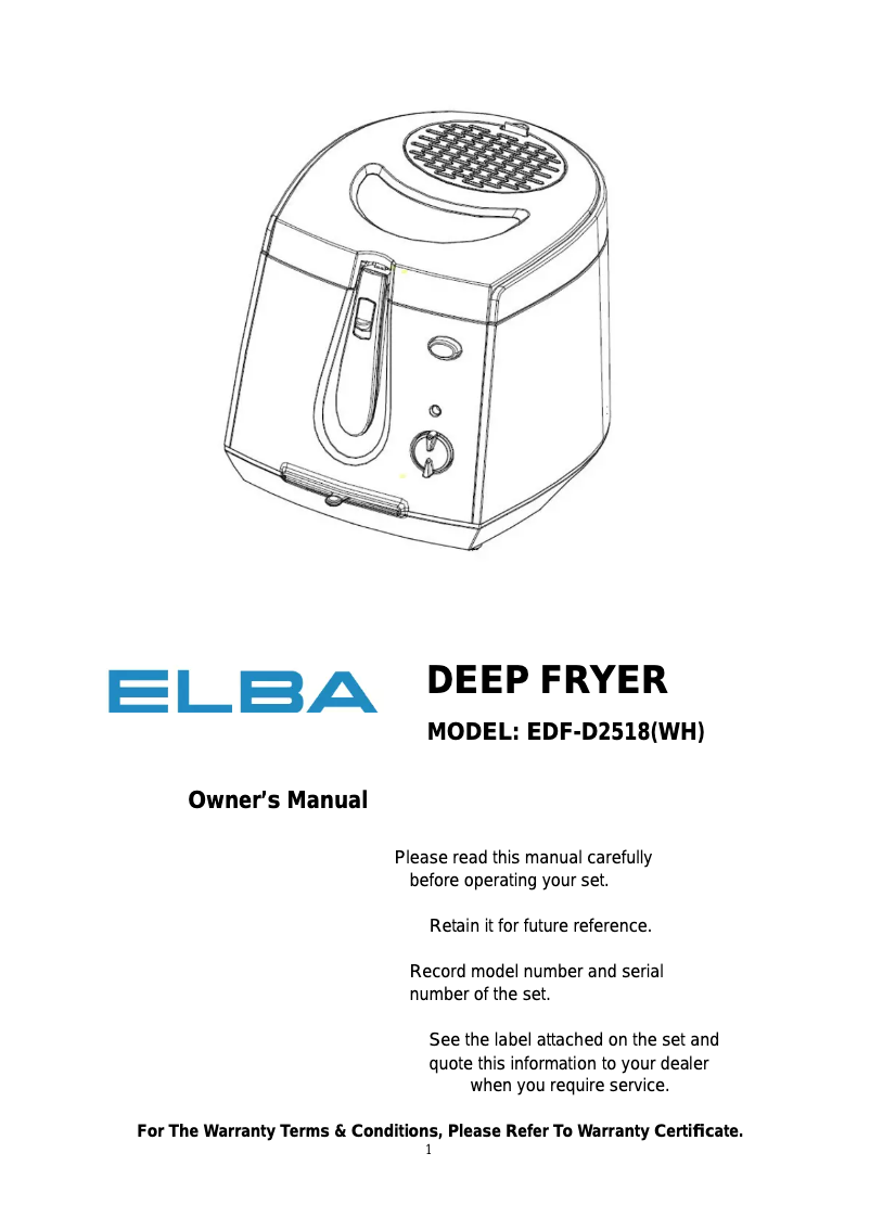 Imagen de la primera página del manual del dispositivo EDF-D2518(WH)