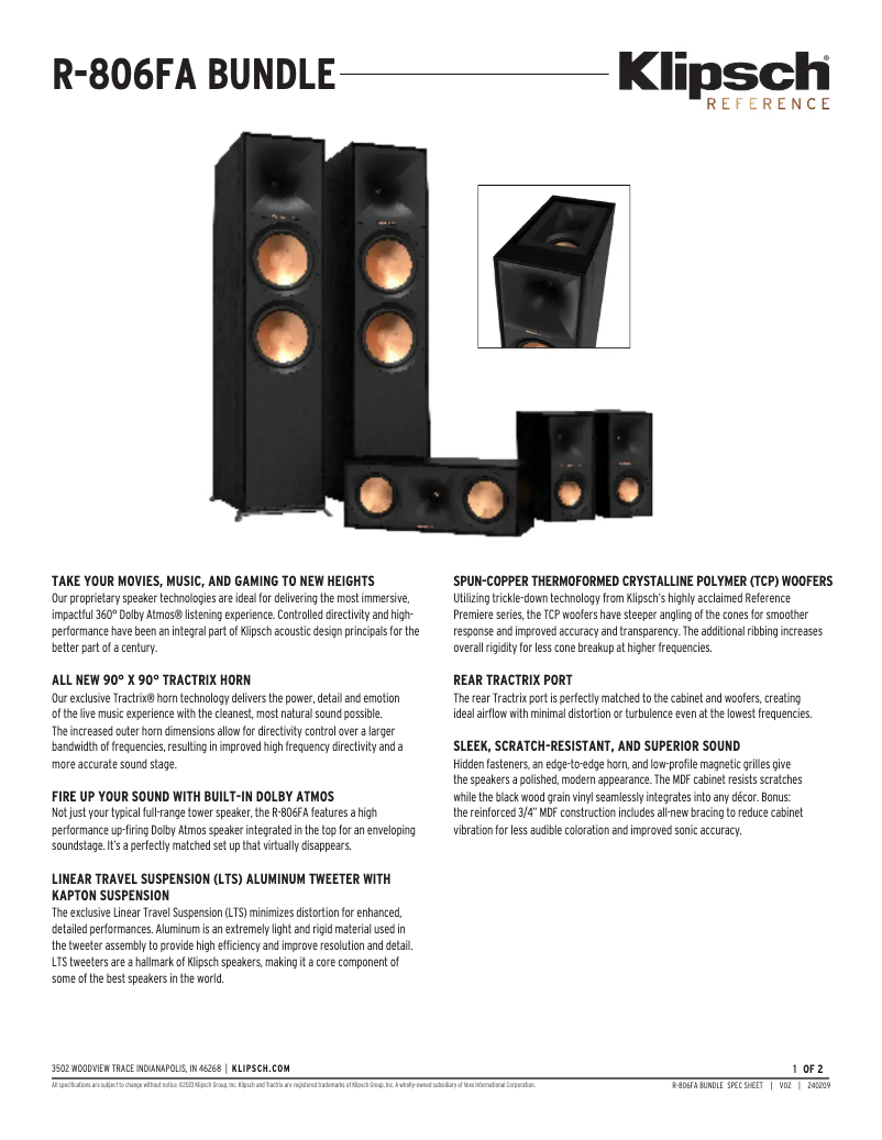 Página nº 1 - Ficha técnica Klipsch R-806FA