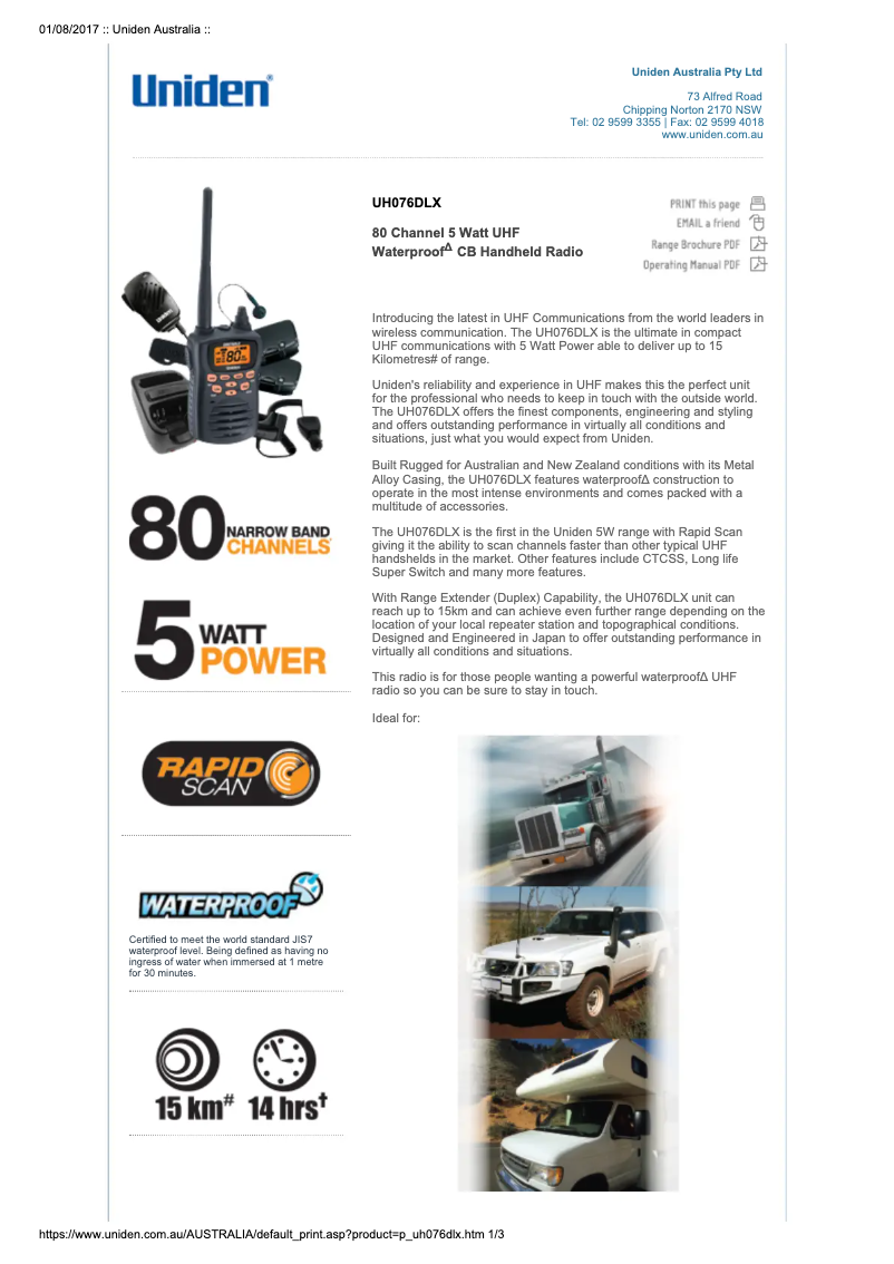 Imagen de la primera página del manual del dispositivo UH076DLX