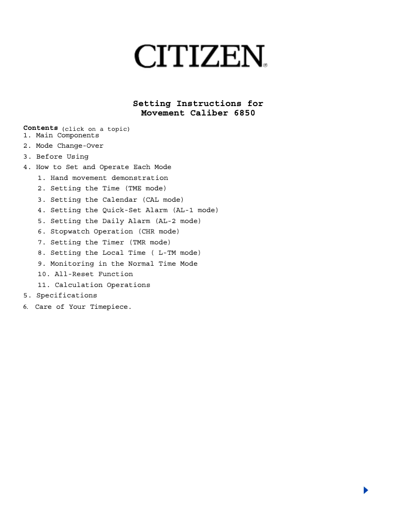 Página 1 del manual Manual de usuario Citizen CAL 6850