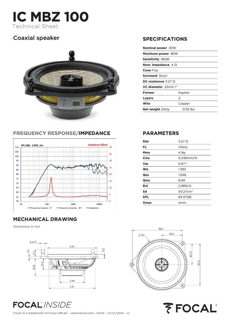 Imagen de la primera página del manual del dispositivo Inside IC MBZ 100
