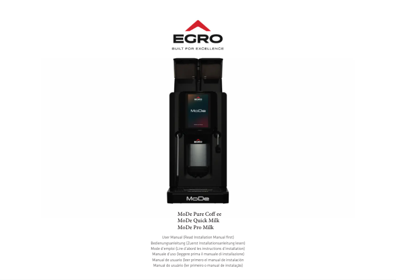 Página nº 1 - Manual de usuario Egro MoDe Pure Coffee