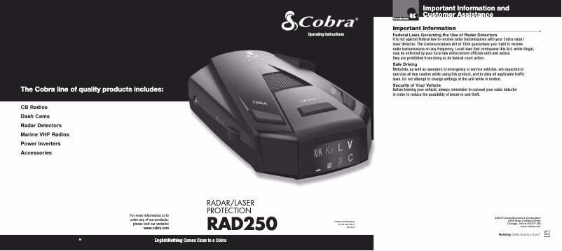 Imagen de la primera página del manual del dispositivo RAD 250