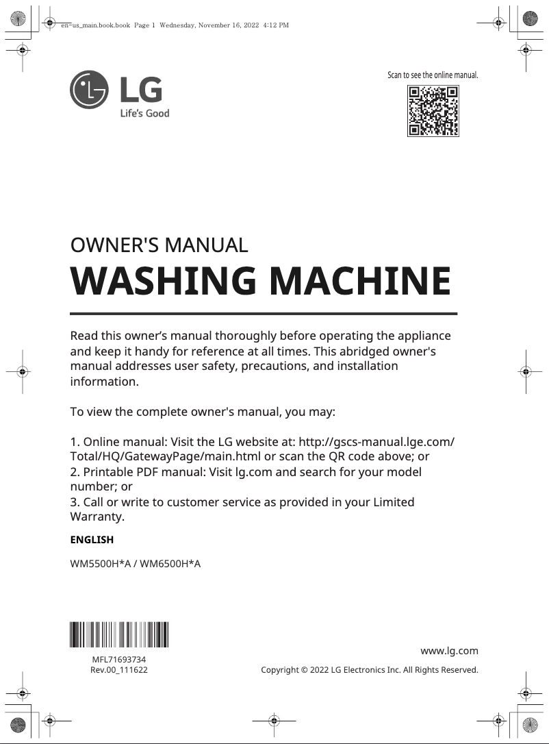 Página nº 1 - Manual de usuario LG WM6500HBA