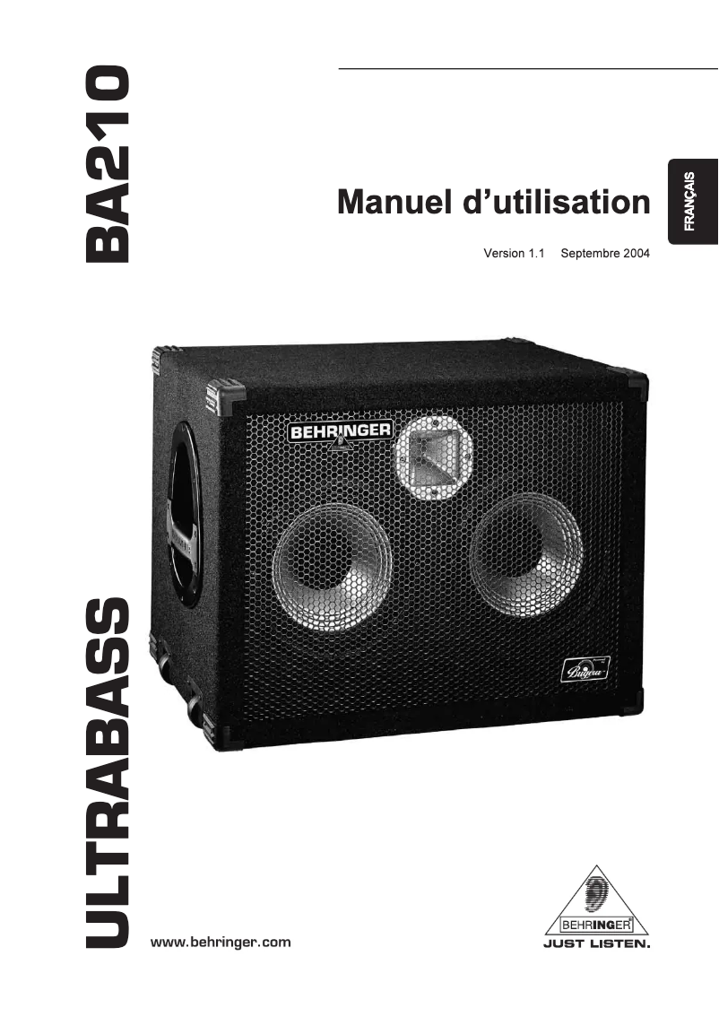 Página 1 del manual Manual de usuario Behringer Ultrabass BA210