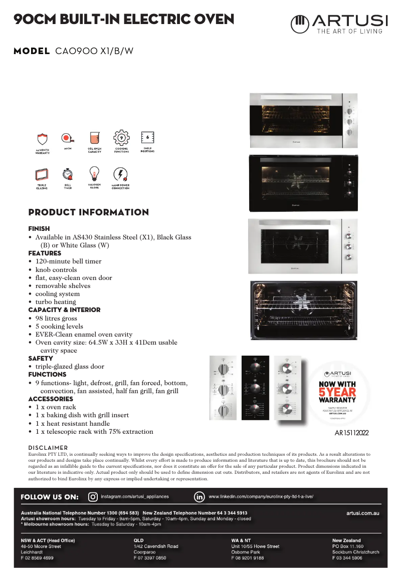 Página nº 1 - Ficha técnica Artusi CAO900X