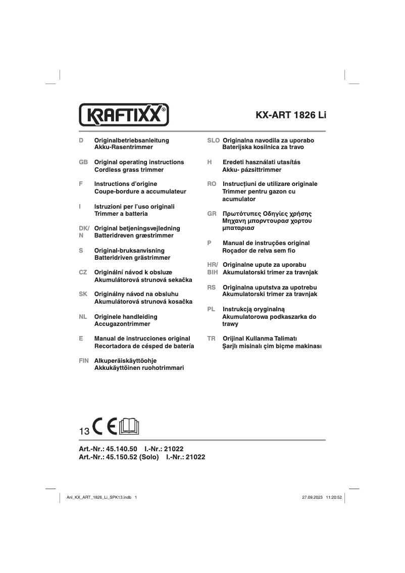 Página 1 del manual Manual de usuario Kraftixx KX-ART 1826 Li