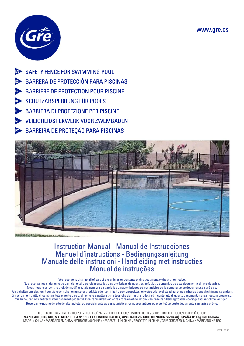 Imagen de la primera página del manual del dispositivo SF133