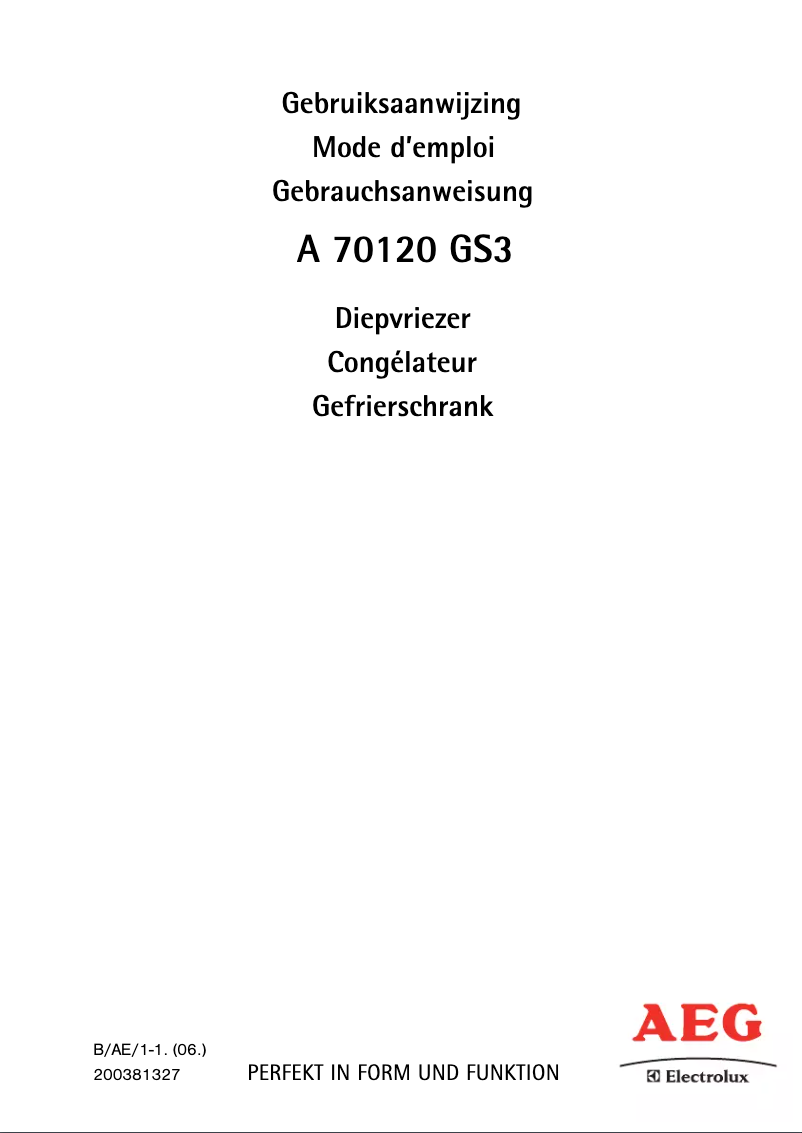 Página 1 del manual Manual de usuario AEG-Electrolux A 70120 GS3
