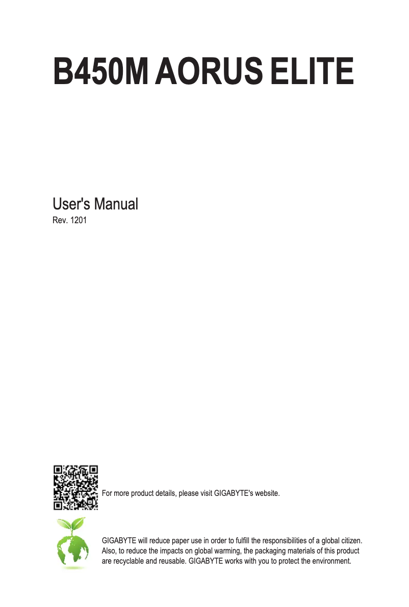 Página 1 del manual Manual de usuario Gigabyte B450M AORUS ELITE