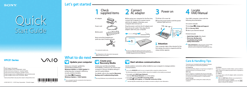 Imagen de la primera página del manual del dispositivo Vaio VPCZ13FGX
