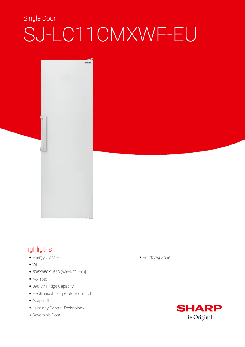 Página 1 del manual Ficha técnica Sharp SJ-LC11CMXWF-EU