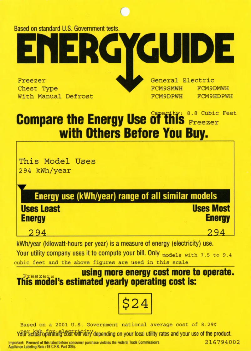 Página 1 del manual Etiqueta energética GE FCM9DMWH