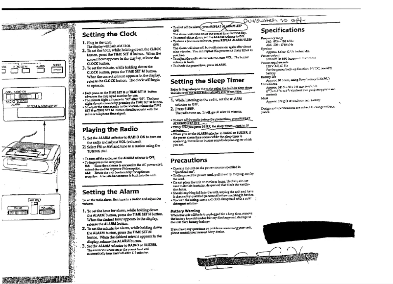 Imagen de la primera página del manual del dispositivo ICF-C26