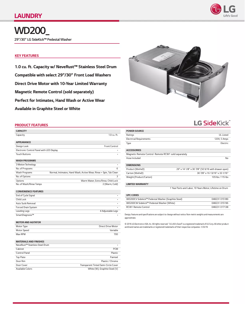 Imagen de la primera página del manual del dispositivo WD200CW