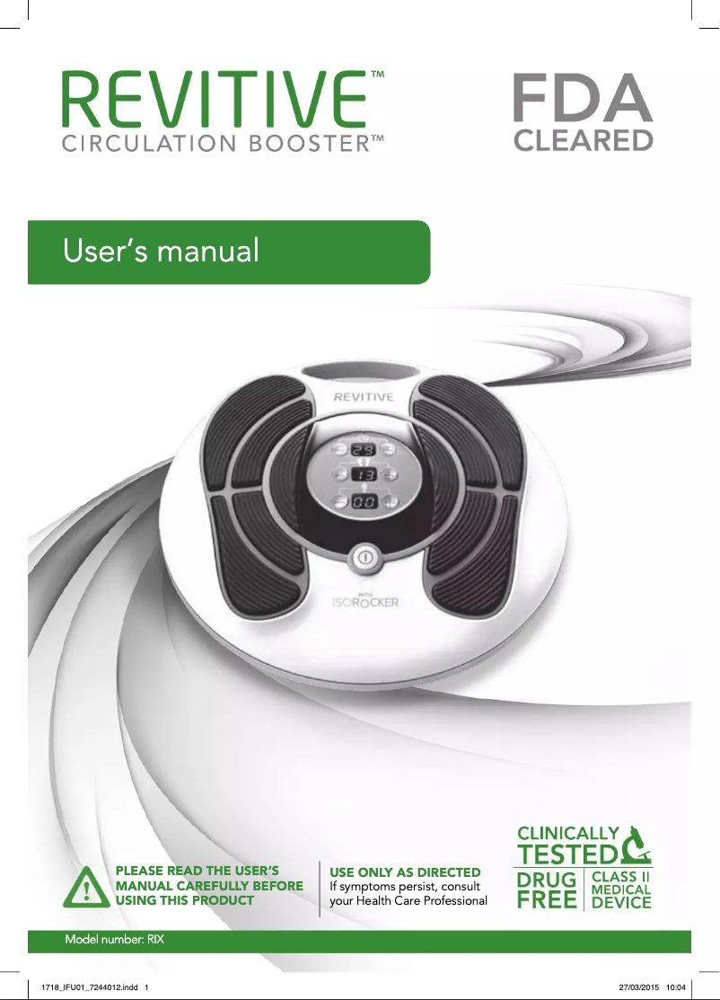 Imagen de la primera página del manual del dispositivo Circulation Booster