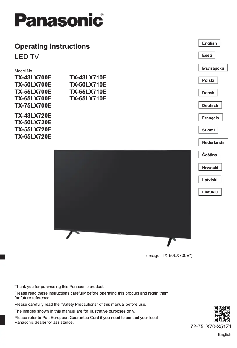 Imagen de la primera página del manual del dispositivo TX-43LX710E