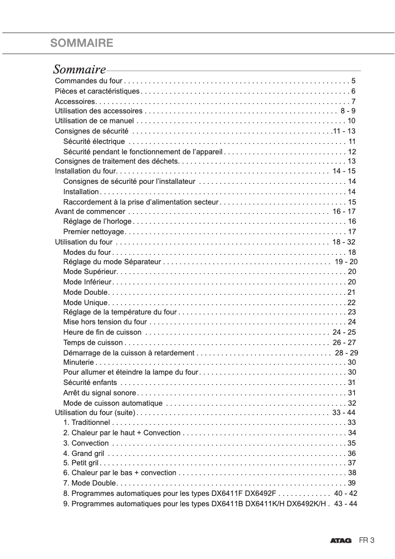 Página 1 del manual Manual de usuario Atag DX6411H