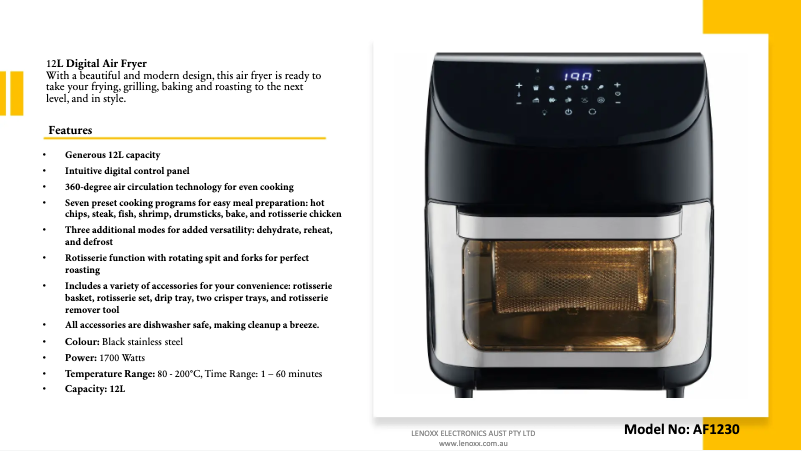 Imagen de la primera página del manual del dispositivo AF1230