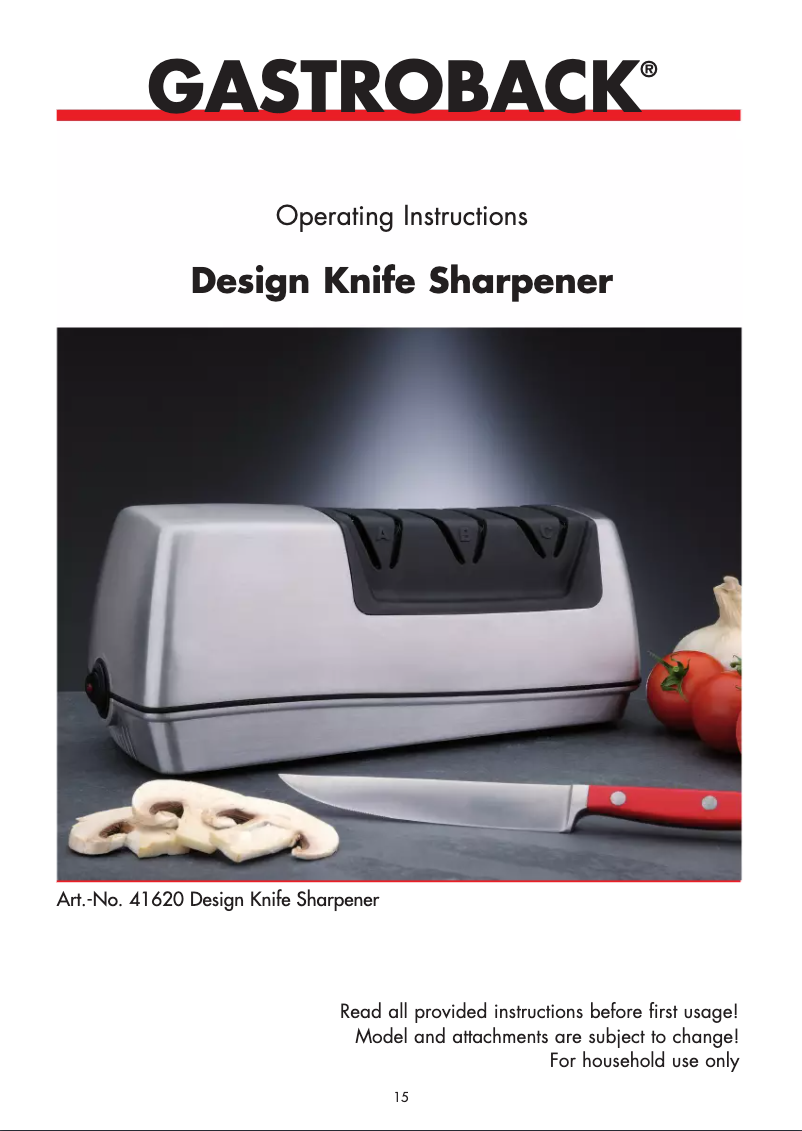 Página 1 del manual Manual de usuario Gastroback Design Knife Sharpener 41620