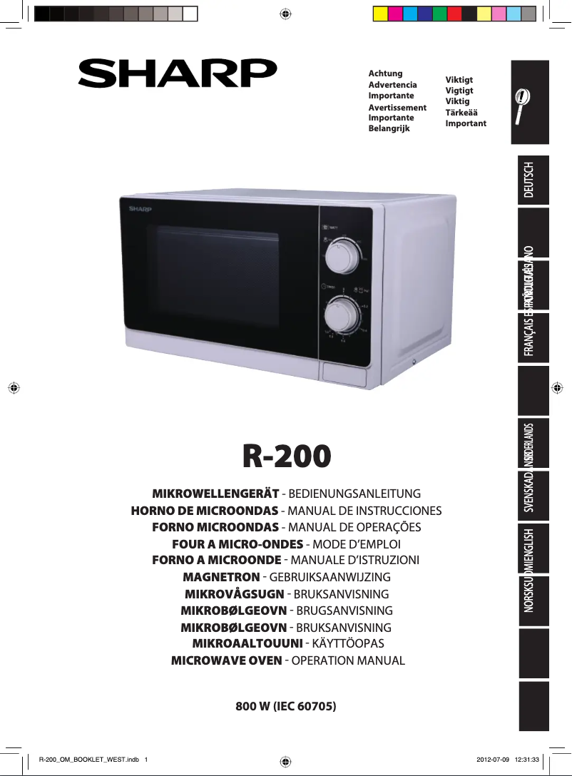 Página 1 del manual Manual de usuario Sharp R-200INW